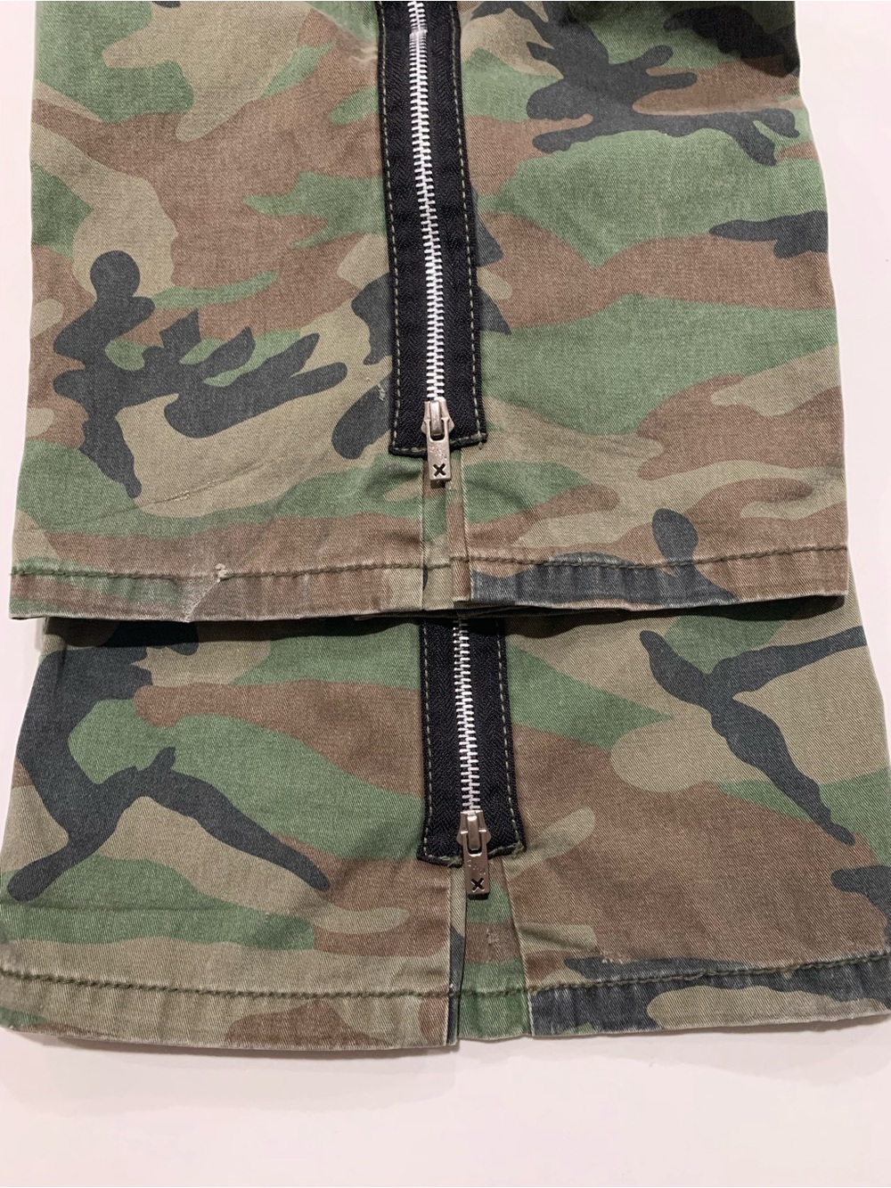 Tripp NYC Peace Camo Cargo Wide Flare Pants, Zippers, Olive Grunge 18 - Picture 15 of 16